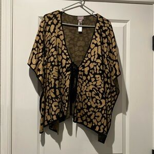 Chico’s Leopard Print Women's Poncho Tie Sweater-S/M